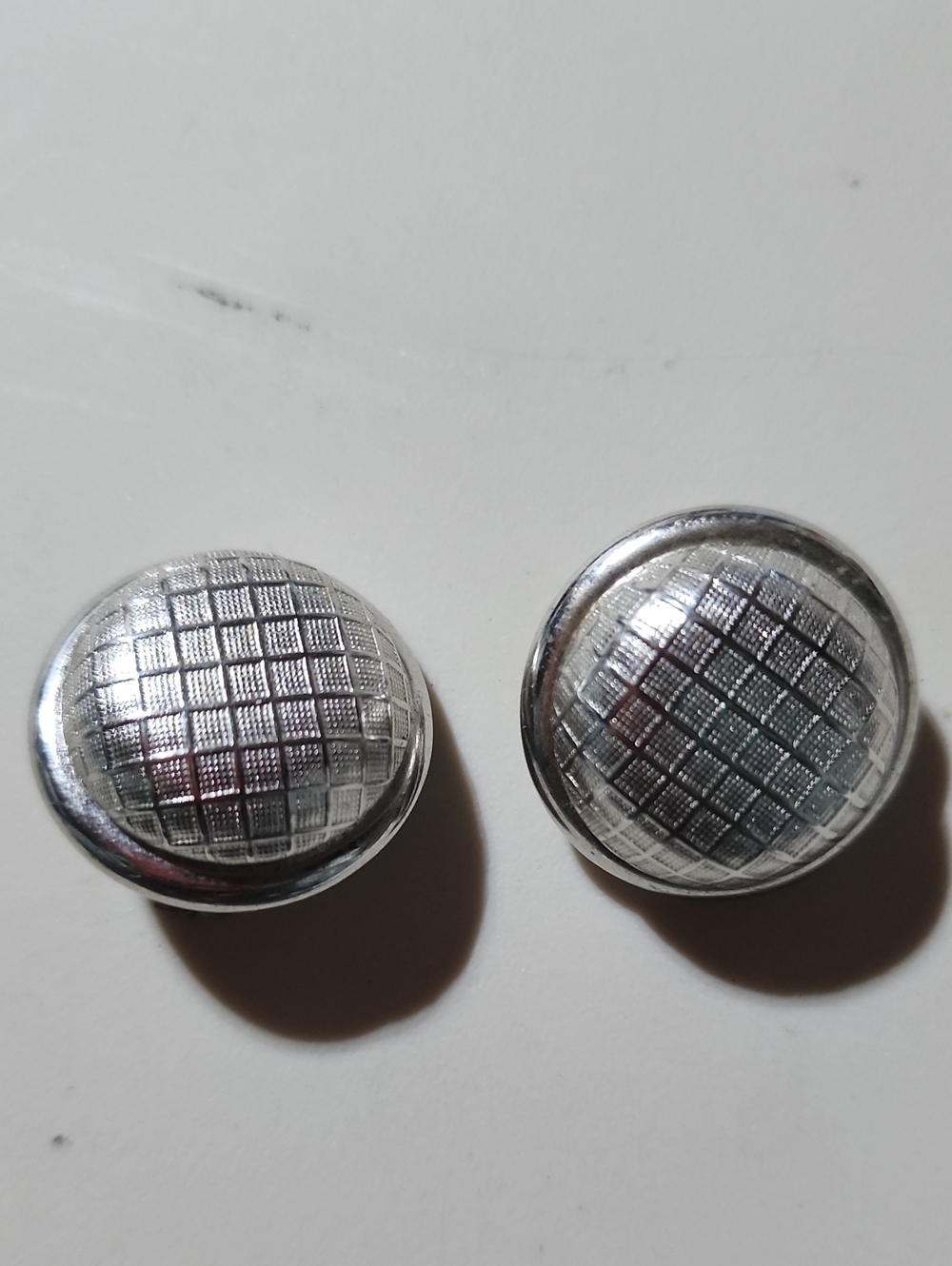 Silver Tone Round Textured Button Studs - Clip On Earrings